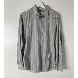 Calvin Klein Striped Cotton Button Shirt Blue Mens S Small Long Sleeve